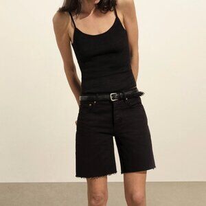 Buck Mason Montecito Mid-Rise Mid-Length Denim Cut-Off Shorts Black Size 31